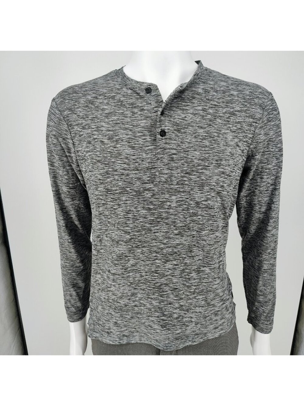 Rugby University Black/Gray Long Sleeve Stretch Henley (Small)